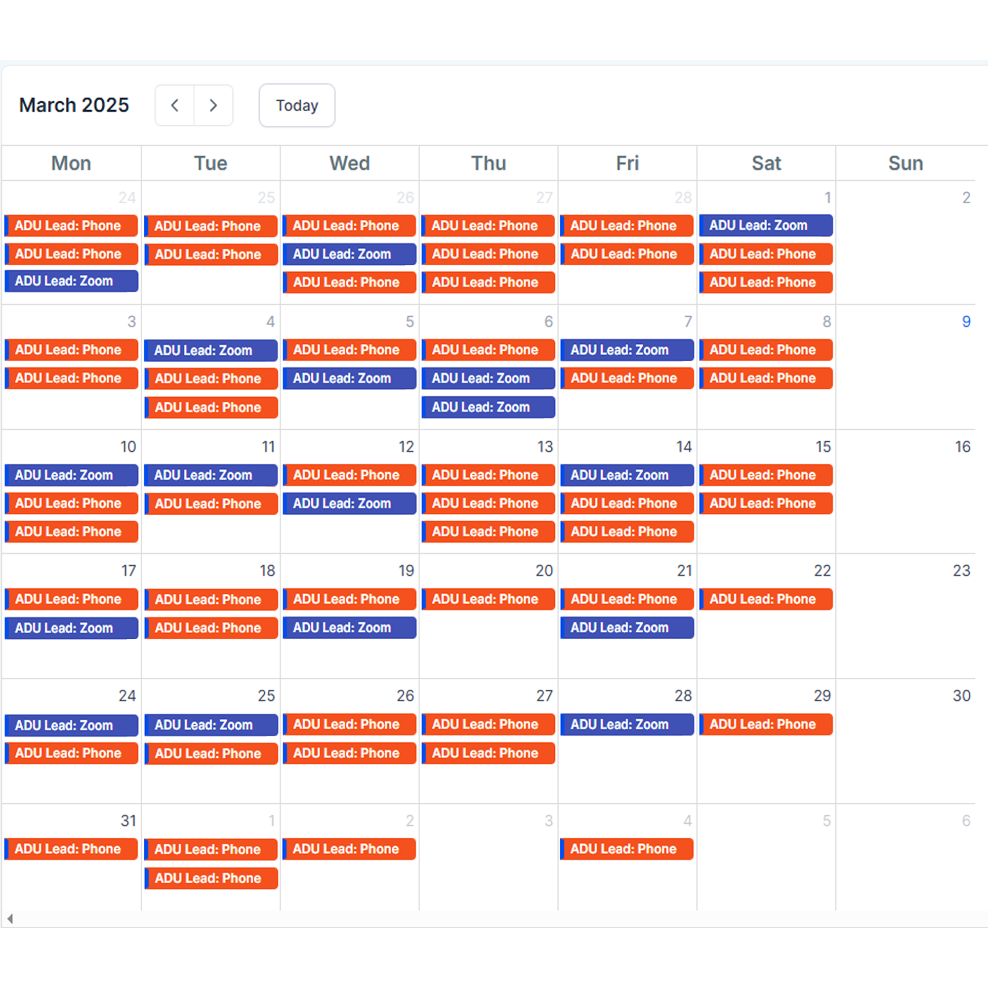 A full month of booked ADU appointments